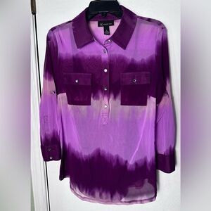 INC International Concepts Purple Ombre Button-Up Sheer Blouse and Camisole